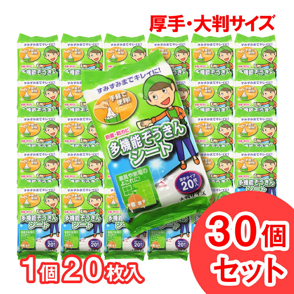 【P最大7倍★6/1限定】 多機能ぞうきんシート 厚手タイプ 600枚 （20枚入り×30個セット） 大判サイズ 防菌 防カビ 掃除 手軽 使い捨て 日本製 送料無料 1