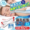 【P最大9倍★お買い物マラソン】鼻孔拡張テープ 透明タイプ お徳用 60枚入り 鼻呼吸 鼻づまり 解消 いびき防止 鼻呼吸テープ 日本製 鼻腔拡張テープ