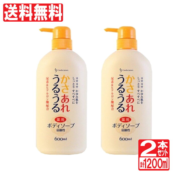 ボディソープ かさあれうるうる 薬用ボディソープ 弱酸性 600ml×2本セット 本体 大容量 業務用 尿素＆ヒアルロン酸 配合 医薬部外品 送料無料