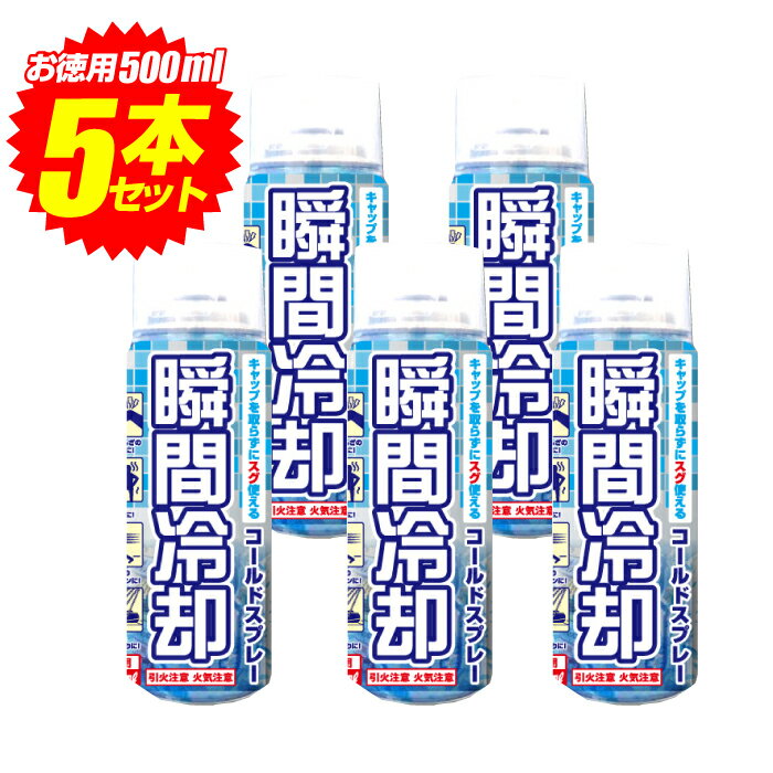 【7/25限定P最大12倍]】コールドスプレー 500ml×5本セット 冷却スプレー 冷却 グッズ 熱中症対策グッズ ひんやり スプレー 瞬間冷却スプレー 大型 冷感 クール 運動会 暑さ対策　スポーツ 建設業 野外フェス