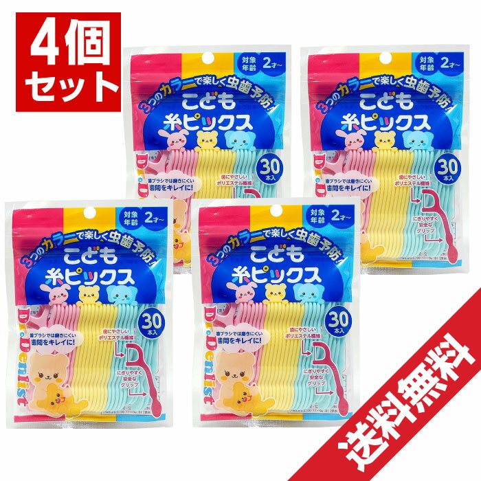 Dr.デンリスト こども糸ピックス 30本入 4個 対象年齢2歳から 子供用 歯間フロス 歯間 ようじ 子供用フロス デンタルフロス メール便で送料無料 1000円ポッキリ 送料無料