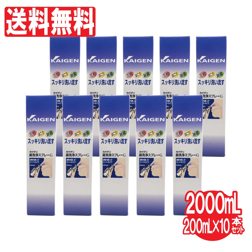 カイゲン鼻洗浄スプレー 10本セット 2000ml（200ml×10本） 点鼻 ミントタイプ 【花粉】【ほこり】【雑菌】すっきり洗浄 鼻洗浄器 液 鼻洗い 鼻うがい 送料無料