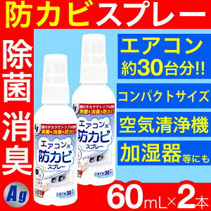 エアコン 掃除 スプレー エアコン用防カビスプレーAg 60mL×2個セット エアコンクリーニング 銀イオン配合　除菌　消臭　防カビ剤　防カビスプレー 加湿器 除菌 福袋セット★