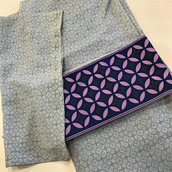 半幅帯/七宝　紫【日本製】浴衣　ゆかた　半巾帯　袋帯