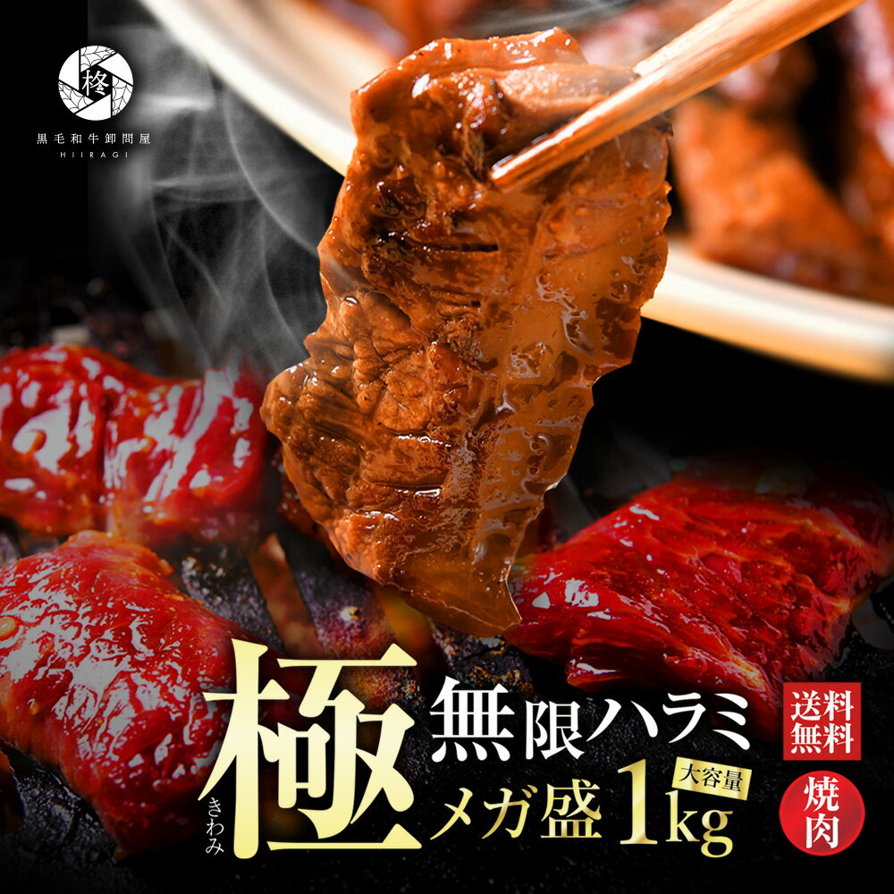 肉 牛肉 焼肉 焼き肉 メガ盛り 1kg 和牛ハラミ タレ漬け 味付け 牛ハラミ 柔らかい 味付け肉 味付き肉 ホルモン焼き …