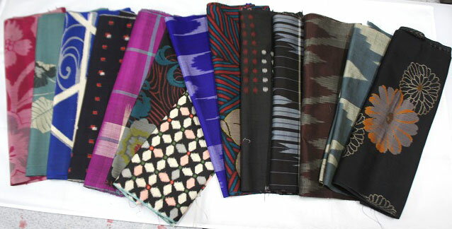 中古 はぎれ 正絹 古布 銘仙 和柄　めいせん　※5枚セット 30×20 返品交換不可 ハギレ　リサイクル品 難..