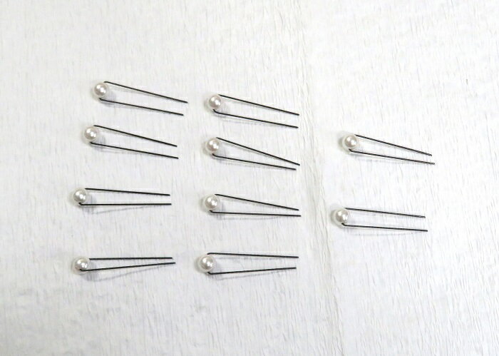髪飾り　ヘアピン　パールビーズ 10個入り 5.5×0.8　パールカラー　和装小物　着付け小物　ハカマ　ヘ..