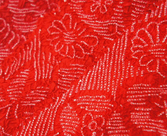 正絹 七五三　絞り 753　帯揚げ 子供用　7歳　七歳　帯上げ 祝い着用　帯揚　正月　ひな祭り　和装小物　レッド 赤 長さ約95cm 巾約15cm　小物作り、手芸用にもおススメ　店頭見切り品　メール便対応可　2点までの注文はレターパックライト発送可(送料は430円) 2