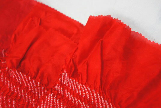 正絹 七五三　絞り 753　帯揚げ 子供用　7歳　七歳　帯上げ 祝い着用　帯揚　正月　ひな祭り　和装小物　レッド 赤 長さ約95cm 巾約15cm　小物作り、手芸用にもおススメ　店頭見切り品　メール便対応可　2点までの注文はレターパックライト発送可(送料は430円) 3