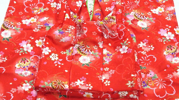 753 三歳 女の子 3歳 着物 きもの 三才 七五三着物 赤系 ひな祭り 正月 半衿付き 753 箱無し 雛祭り 被布 セット 巾着 髪飾り 巾着袋 メーカー...