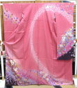 振袖 正絹 中古品 仕立て上がり 着物 きもの ぼかし オーダーレンタル処分品 お仕立て上がり リサイクル品 仕立て上り 難あり ピンク系 成人式 卒業式 結婚式 花 裏地ポリエステル 店頭展示品の見切り品