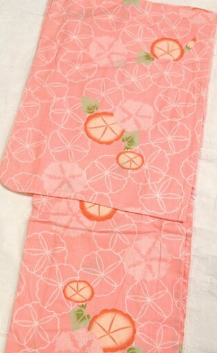 浴衣 レディース 和物語 ブランド 仕立て上がり 着物　ゆかた ピンク系　きもの 裄：約68cm　袖丈：約49.5cm 仕立て上り　ブランド浴衣 ブランドゆかた 綿　浴衣　店頭展示見切り品につき少々難ありご容赦ください