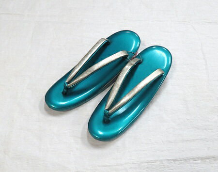 草履 Fサイズ ゾーリ エナメルゾーリ ブルー 青系 銀系の花緒 ※訳あり処分品※店頭見切り品の為難有り※返品不可