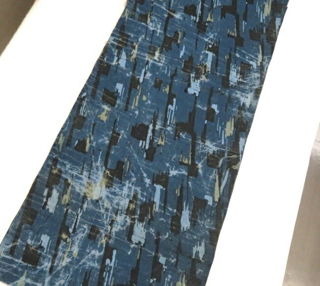 浴衣 反物 生地　ゆかた 浴衣反物 教材用　広幅 巾：約40cm　ブルー　メンズ　男女兼用　男性用　お仕立て用　青系　踊り　お祭り　文化祭　ゆかた反物　店頭見切り品　少々難有り 染ムラ　染料やヤケ等の変色有り　※見切り品の為返品交換等不可 B