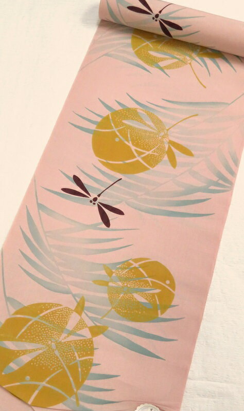 浴衣 反物 ゆかた 浴衣反物 きもの 日本製 四季の花本染 生地 着尺 着物反物 綿 レトロ調でモダンな感..