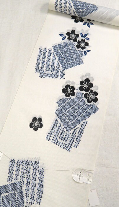 浴衣 反物 ゆかた 浴衣反物 きもの 日本製 四季の花木染 生地 着尺 着物反物 綿 レトロ調でモダンな感..