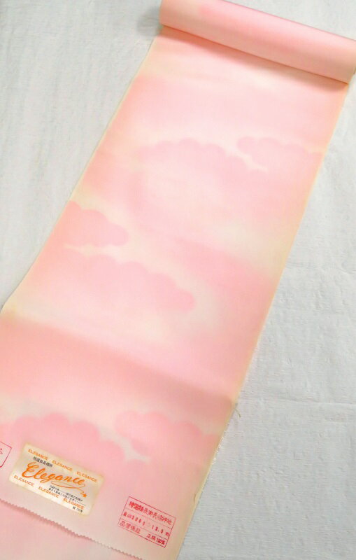 反物 長襦袢 正絹 絹 生地 シルク 日本製 ピンク系 加賀 御長襦袢地 長地袢 御長地袢地 長さ：約13.5m ..