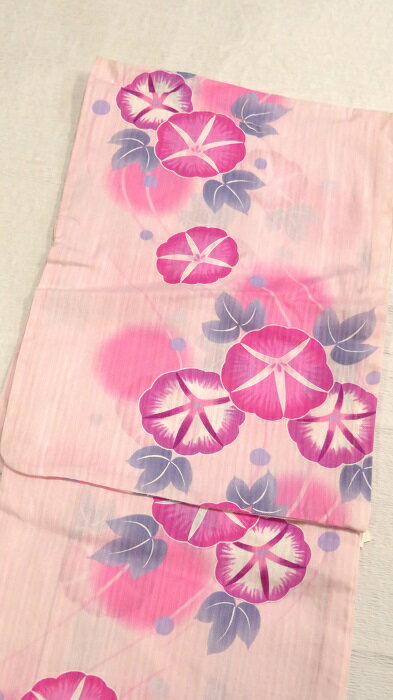 浴衣 ゆかた Fサイズ 仕立て上り浴衣 淡いピンク系 花柄 フリー 綿 フリーサイズ お仕立て上がり お祭..