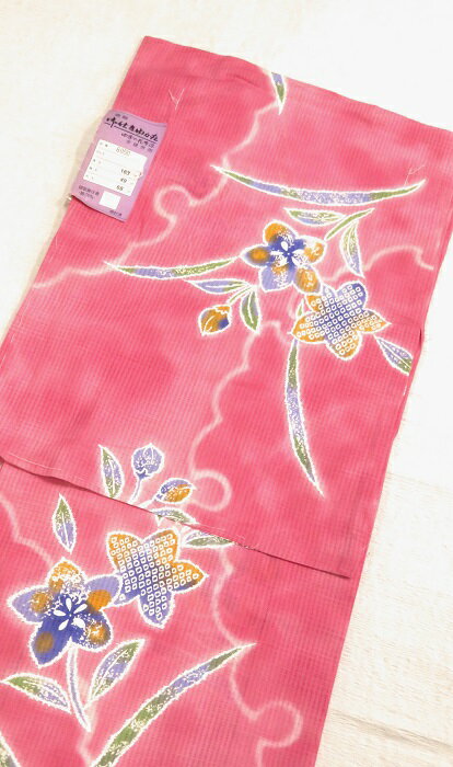 浴衣 ゆかた Fサイズ 仕立て上り浴衣 ピンク系 レトロ調の柄 フリー 綿 フリーサイズ お仕立て上がり ..