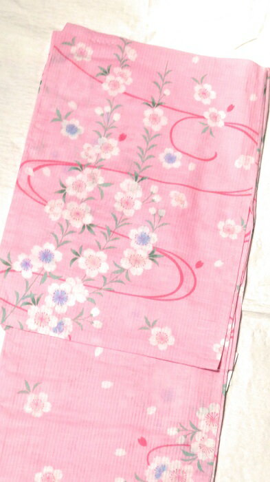 浴衣 ゆかた TLサイズ 仕立て上り浴衣 レトロ調の柄 ピンク系 花柄 裄：約68cm 綿 トールサイズ お仕立..