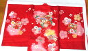 お宮参り 初着 中古品 レンタル処分品 祝い着 祝着 仕立て上り きもの 仕立て上がり 日本製 着物 赤系 シルク 七五三 753 正絹 ポリエステル 店頭見切り品 ※表生地は絹、裏地と長襦袢はポリエステル