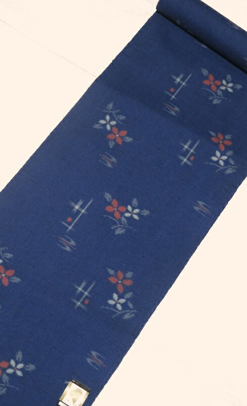 反物 着物 ウールの着物 日本製 明星 浜松 レトロ調の柄 毛 ウール ナイロン 生地 青みがかかった紺系 ..