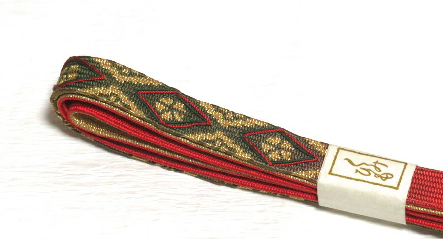 帯締め 帯締 正絹 Mサイズ 和装小物 金糸使用　長さ：約155cm(ふさを含む) おびしめ 帯〆 シルク 絹100％　店頭展示品　店頭見切り品若干のキズ有場合がございます　レターパック対応可 HR16