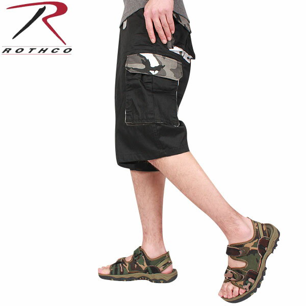 【店内20％OFFセール開催中】ROTHCO ロスコ ACCENT FATIGUE SHORTS (アクセント ファティーグ ショーツ) ブラック メンズ ミリタリー ボトムス カーゴパンツ ミリタリーパンツ 軍パン アーミーパンツ 男性 春 ギフト プレゼント