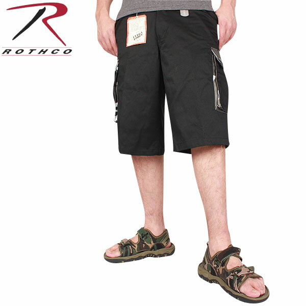 【店内20％OFFセール開催中】ROTHCO ロスコ ACCENT FATIGUE SHORTS (アクセント ファティーグ ショーツ) ブラック メンズ ミリタリー ボトムス カーゴパンツ ミリタリーパンツ 軍パン アーミーパンツ 男性 春 ギフト プレゼント