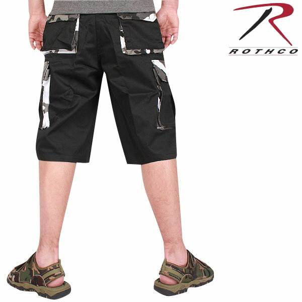 【店内20％OFFセール開催中】ROTHCO ロスコ ACCENT FATIGUE SHORTS (アクセント ファティーグ ショーツ) ブラック メンズ ミリタリー ボトムス カーゴパンツ ミリタリーパンツ 軍パン アーミーパンツ 男性 春 ギフト プレゼント