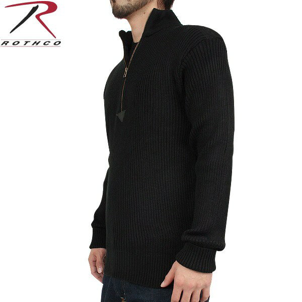 クーポンで15%OFF★ROTHCO ロスコ 1/4 ZIP アクリル コマンドセーター ブラック 【ミリタリー】【ミリタリーセーター】/ ミリタリー 春【T】