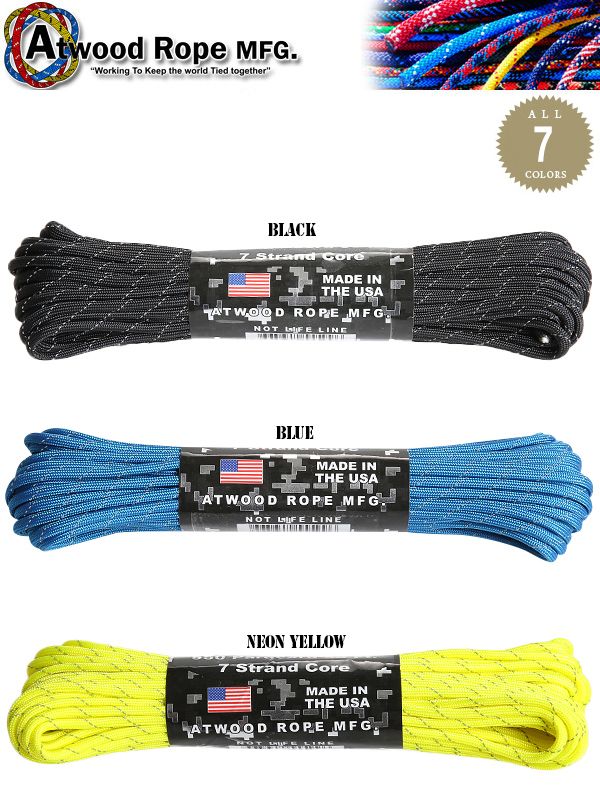 【大特価】ATWOOD ROPE MFG. アトウッド・ロープ 7Strand 550 パラコード 50フィート REFLECTIVE パラシュートコード アウトドア ミリタリー 装備 ロープテント タープ 防災グッズ 【クーポン対象外】【Px】【T】通販格安セール情報　楽天　通販
