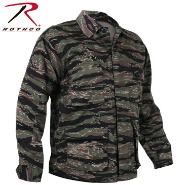 【15％OFF対象品】ROTHCO ロスコ CAMO BDU シャツジャケット 7994 Tiger Stripe Camo メンズ ミリタリー トップス タクティカル サバイバルゲーム タイガーストライプカモ 迷彩 カモフラ カモ柄 米軍 MIL-SPEC ミルスペック / 秋 冬 服 春