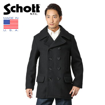 Schott ショット 782US WOOL 4ポケット ミドル ピーコート NAVY 7378 /【クーポン対象外】 メンズ アウター ピーコート Pコート ロングコート ロングピーコート ダブル メルトン 防寒 秋 冬春 ミリタリー 軍物 メンズ　男性 ギフト プレゼント