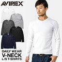 ポイント10倍！AVIREX アビレックス 6153480 デイリーウエア 長袖 VネックTシャツ【クーポン対象外】【7835930005】【T】｜ メンズ レディース トップス カットソー 無地 ロンT