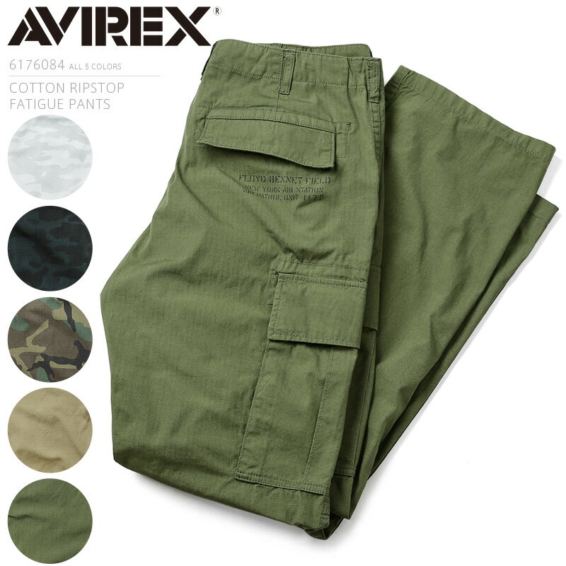 カーゴパンツ メンズ / AVIREX アビレックス 6176084 COTTON RIPSTOP ファティーグパンツ / ミリタリーパンツ ワークパンツ 軍パン 大きいサイズ ゆったり おしゃれ カジュアル ブランド コットン リップストップ【クーポン対象外】【7837110002】【T】