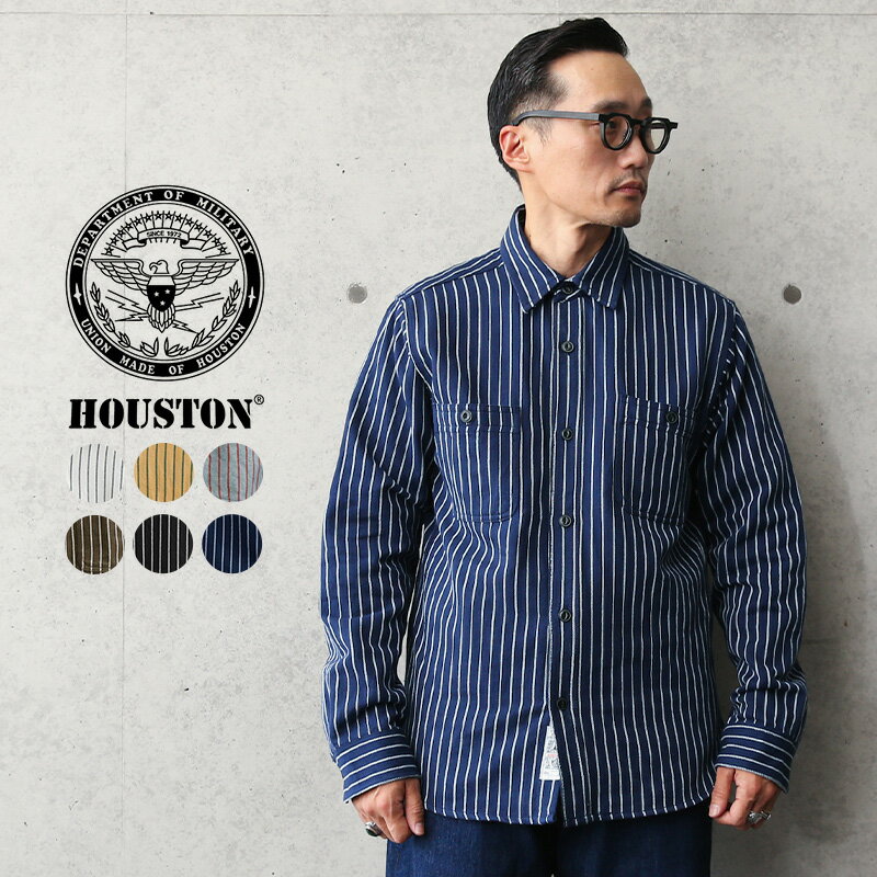 クーポンで最大18%OFF★HOUSTON ヒューストン 40765 ストライプ ビエラ ヴィンテージ ワークシャツ【T】｜ メンズ ネルシャツ カジュアルシャツ アメカジ トップス フランネル ビンテージライク ブランド おしゃれ 縞 大きいサイズ