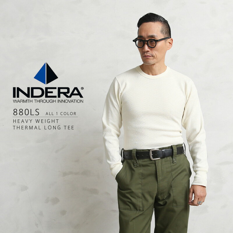 楽天WAIPER楽天市場店クーポンで最大15％OFF★【あす楽】INDERA MILLS インデラミルズ 880LS HEAVY WEIGHT サーマル NATURAL【T】｜トップス インナー ワッフル Tシャツ カットソー 長袖 ロンt クルーネック ブランド おしゃれ 大きいサイズ 保温 防寒 暖かい