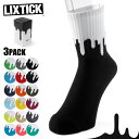 楽天WAIPER楽天市場店【あす楽】LIXTICK リックスティック DRIP SOCKS 3PACK REVERSE ドリップ ソックス リバース【クーポン対象外】【T】｜ 靴下 クルーソックス 厚手 ポップ カジュアル メンズ レディース ミリタリー アウトドア おしゃれ ブランド ギフト