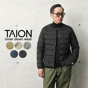 【あす楽】TAION タイオン TAION-104 クルーネック インナーダウンジャケット MENS【Sx】【T】｜ 保温 防寒 アウター メンズ ブラック 黒 薄手 おしゃれ シンプル デザイン