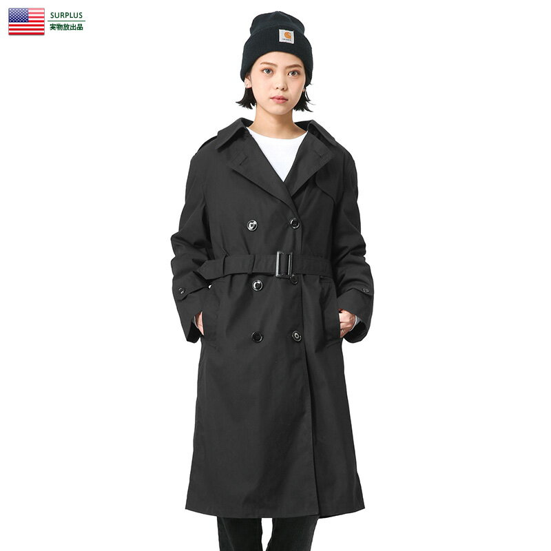 実物 新品 米軍 U.S.NAVY レディース ブラックトレンチコート【6〜10サイズ】【クーポン対象外】