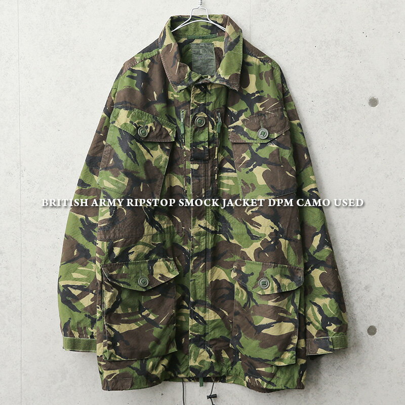 実物 USED イギリス軍 リップストップ スモックジャケット DPM CAMO【クーポン対象外】【I】｜ミリタリージャケット ミリタリーコート メンズ アウター カジュアル 軍放出品 軍モノ 古着 おしゃれ 大きいサイズ カモフラージュ 迷彩