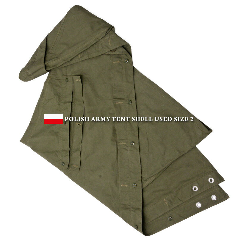 実物 USED ポーランド軍 テントシート / テントシェル OLIVE サイズ2 / ユーロサープラス キャンプ アウトドア ソロキャンプ 軍物 軍幕【クーポン対象外】【T】【N】