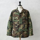 実物 新品 デッドストック 米軍 BDU WOODLAND CAMO ジャケット 中期型 ノンリップ｜ミリタリー アウター メンズ レディース 迷彩 カモ柄 カモフラ ウッドランド アメリカ軍 軍放出品 薄手 おしゃれ