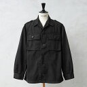 実物 USED オランダ軍 HBT(ヘリンボーンツイル)フィールド シャツ ジャケット ボタン袖 BLACK染め【クーポン対象外】【I】|メンズ アウター 大きいサイズ 薄手 ミリタリー カジュアル 黒 リメイク 古着 ファッション おしゃれ