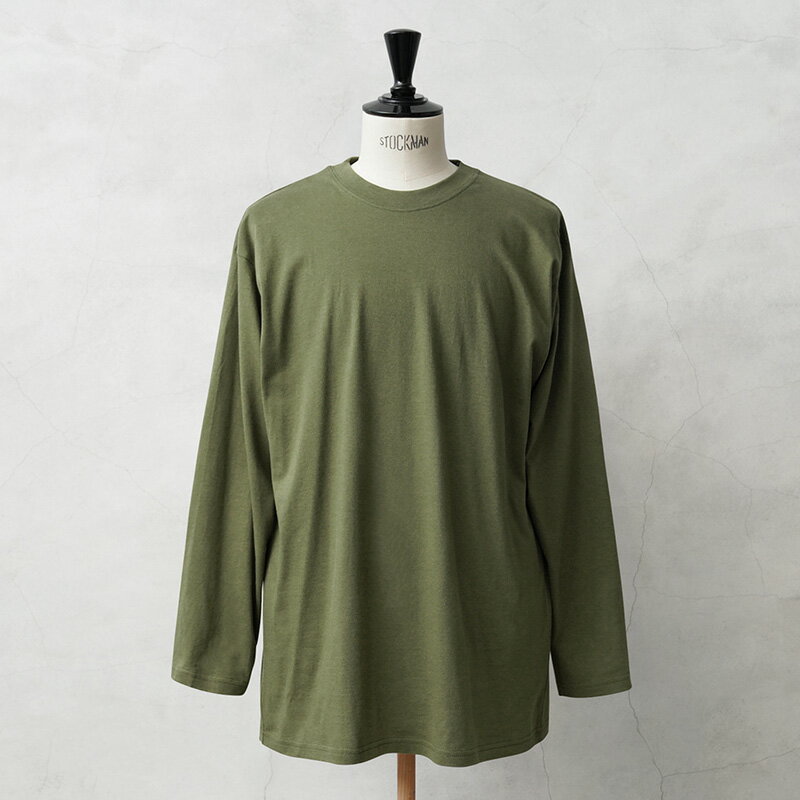 実物 新品 デッドストック オランダ軍 ロングスリーブ Tシャツ オリーブ【クーポン対象外】【I】｜メンズ トップス ロンT 長袖 無地 大きサイズ ゆったり ミリタリー カーキ オリーブ クルーネック 古着 ファッション おしゃれ