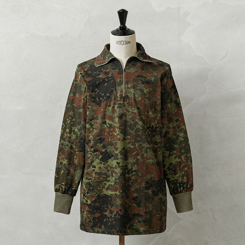 MIL-TEC ミルテック ドイツ軍 フレクターカモ 1/4 ZIP シャツ / フレックカモ フレックターン【クーポン対象外】【I】｜メンズ トップス プルオーバー ハーフジップ インナー 迷彩 カモ柄 総柄 アウトドア キャンプ おしゃれ