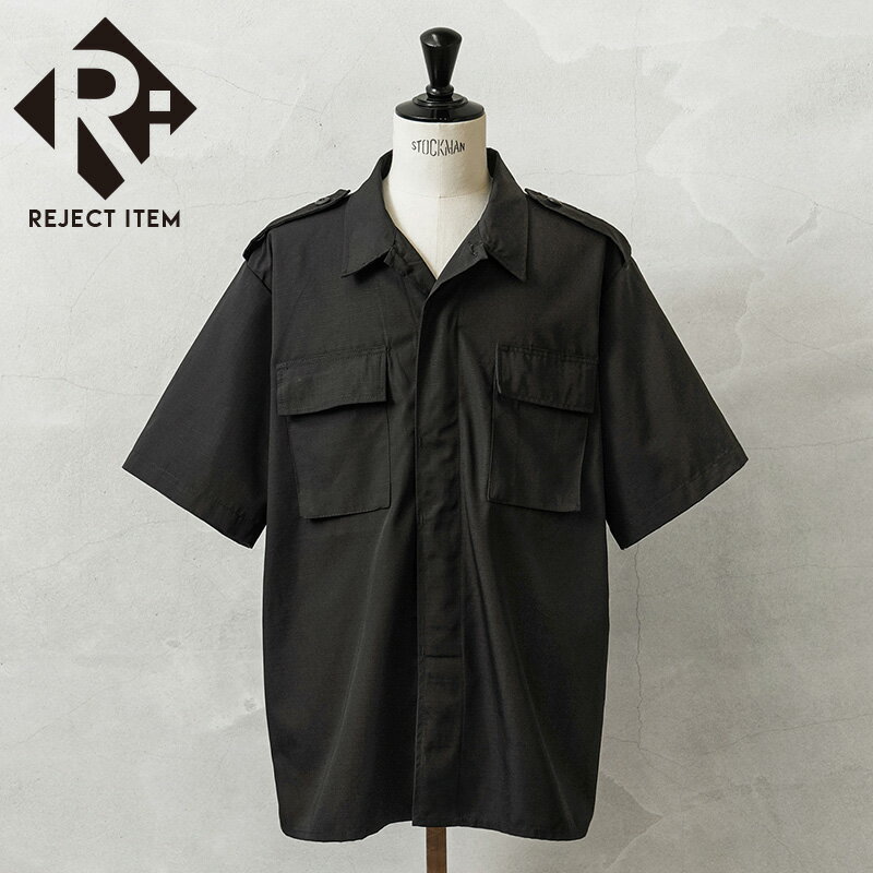 リジェクト 訳あり品 MADE IN USA 新品 デッドストック 米軍 リップストップ S/S シャツ BLACK【クーポン対象外】【I】