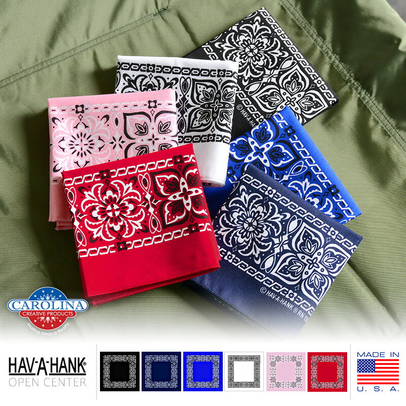 ハバハンク クーポンで最大15%OFF★【あす楽】HAV-A-HANK ハバハンク MADE IN U.S.A. オープンセンターバンダナ 6色/ミリタリー DIY 自作マスク バンダナマスク【T】