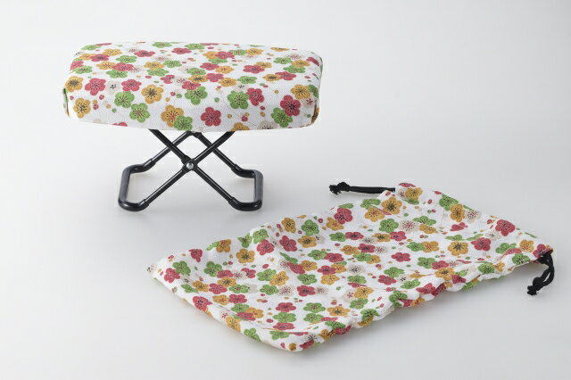 【日本製】【当店オリジナル】正座椅子　玲　紅梅花＜白＞（RY-KS)　ゆったりサイズ【送料無料】